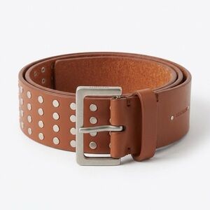 All Saints Tan Brown Leather Silver Studded Belt Medium